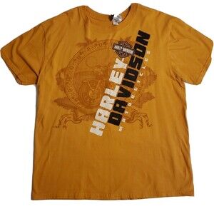 Harley Davidson T-Shirt Mens XL Twin Cities Mustard Orange Graphic Crewneck